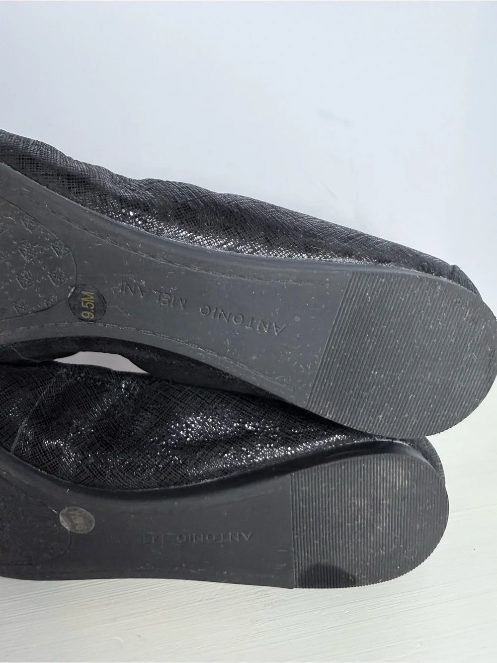 ANTONIO MELANI Black Embellished Ballet Flats 9.5 M